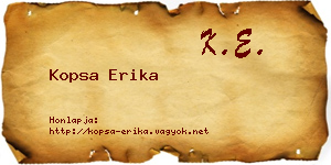 Kopsa Erika névjegykártya